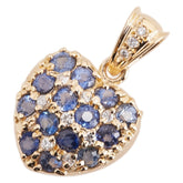 K18YG イエローゴールド サファイア1.25ct ダイヤ0.14ct ハート モチーフ ペンダントトップ レディース 【中古】